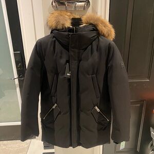 NWT Men’s Mackage Edward 2in1 down parka with hooded bib and natural fur